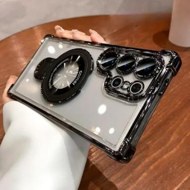 Imagem de HJZSZX Capa de celular com suporte magnético de luxo para S24Ultra (para S24Ultra/preto)