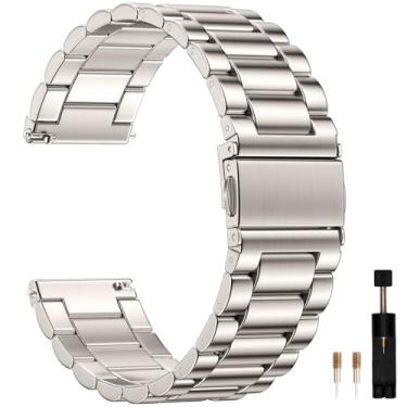 Imagem de GEAK Pulseira de relógio de 20 mm compatível com Garmin Vivoactive 5, Vivoactive 6/3/Venu/Forerunner 245/165/55/Galaxy Watch 7/6/5/4/Classic/Active, pulseira de substituição de metal de liberação