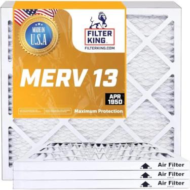 Imagem de Filter King Filtro de ar 12 x 25 x 1 | Pacote com 6 | Filtros de forno A/C plissados MERV 13 HVAC | Feito nos EUA | Tamanho real: 11,5 x 24,5 x 1,90 cm
