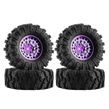 Imagem de GLOBACT 1.3" Wheel Tires Set Beadlock Wheel and Sticky Rubber Tires for Axial SCX24 AX24 TRX4M 1/18 1/24 RC Crawler Upgrade Parts (4PCS Purple)