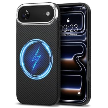 Imagem de TENDLIN Capa de fibra de aramida real compatível com iPhone Air [proteção militar contra quedas] [compatível com MagSafe] Design de texturas de fibra de carbono TPU híbrida, capa fina, preta