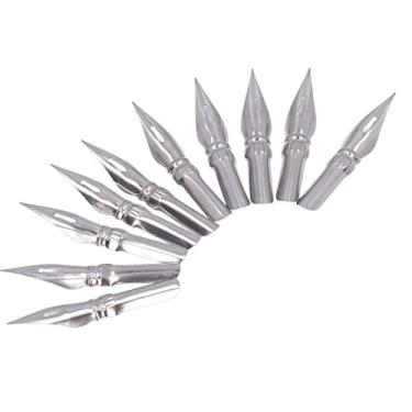 Imagem de LiebeWH Dip Pen Nibs Conjunto de 10 Peças Dicas de Pontas de Caligrafia de Metal para Esboços e Arte Em Quadrinhos (hu Alan dica * 10 peças)