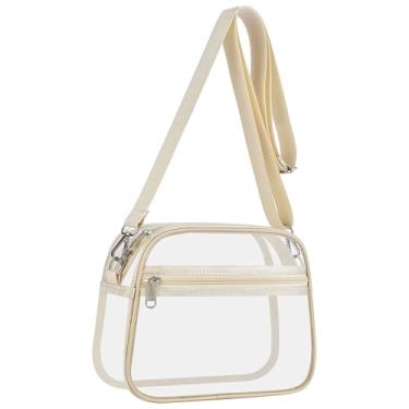 Imagem de USPECLARE Bolsa transparente para eventos em estádios, bolsas transparentes para fãs de esportes, bolsa transversal transparente para shows e festivais, Cremoso., Large
