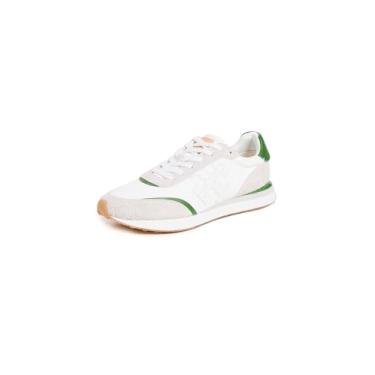 Imagem de Tory Burch Destiny Trainer feminino, Branco/Pureza/Verde Pálido, 36