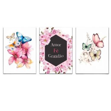 Imagem de Fé, Amor, Gratidão Quadro Decorativo 30X20Cm - Quadros Tac