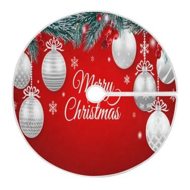 Imagem de SEHANY Saia para árvore de Natal, 122 cm, bola de Natal, flocos de neve, árvore vermelha, decoração de árvore de Natal, tapetes para decoração de festa de Natal em casa