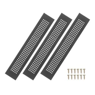 Imagem de PATIKIL Capa de ventilação de porta de 30 x 5 cm, 3 peças de cobertura de ventilação de grade de alumínio com orifícios de diamante com parafusos de montagem para porta de teto de armário de