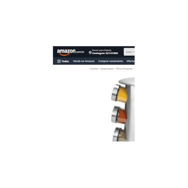 Imagem de Porta Condimentos Giratório com 12 Potes, Aço Inox e Vidro, 360º, 21cm x 16cm, Transparente, Organizador de Temperos