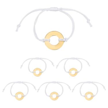 Imagem de arricraft 6 peças de kit de projeto de pulseira de estampagem de arruela de latão, etiquetas redondas de estampagem de metal dourado de 2,8 cm com algodão encerado branco para pulseiras de nome