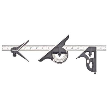 Imagem de starrett 435 18 4R ferro fundido quadrada, centro e reversível transferidor Cabeças com lâmina Normal Combinação conjunto, acabamento Preto Rugas, 4R de formatura, tamanho 18 "