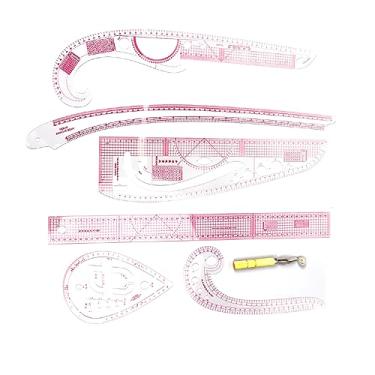 Imagem de Pissente 7 Peças Conjunto de Régua Curva Francesa Conjunto de Réguas de Costura Conjunto de Ferramentas de Alfaiataria Com Linhas Detalhadas Alta Precisão para Iniciantes Alfaiates