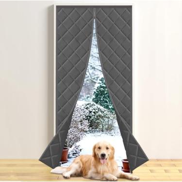 Imagem de Cortina de porta magnética isolada para o inverno, capa térmica para porta com tecido Oxford de camada tripla à prova de vento, bloqueador de corrente fria à prova de vento, cortina impermeável com