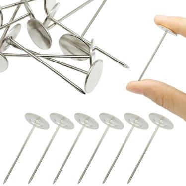 Imagem de Moicstiy 10 peças de tachas de polegar de cabeça chata para parede, tachinhas de estofamento de 19 mm x 50 mm, pinos longos decorativos para decoração de móveis de casa de escritório, foto de madeira