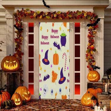 Imagem de Wassud Chapéus de bruxa decoração de capa de porta faixa interna externa decoração de casa de varanda grande decoração de porta da frente 96 x 98 polegadas