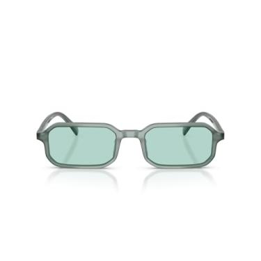 Imagem de Emporio Armani Óculos de sol masculinos retangulares EA4253U com ajuste universal, opalina brilhante/azul claro, 54 mm, Opalina brilhante azul claro/azul-claro, 54 mm