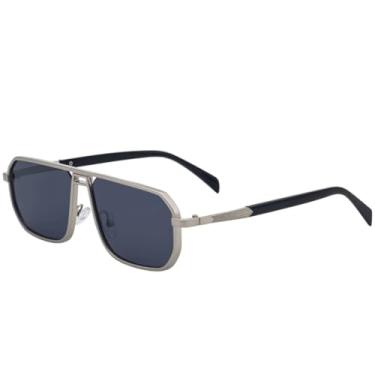 Imagem de Óculos de sol retrô de metal quadrado vazado feminino, moda masculina, clássico, para dirigir, viajar, pescar, UV400 (cinza prateado)