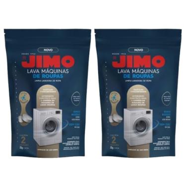 Imagem de Kit 2 Lava Máquinas De Lavar Roupas Concentrada 4x20g Jimo Remove Resíduos Sujeiras Manchas Internas Sem Cloro Não Mancha