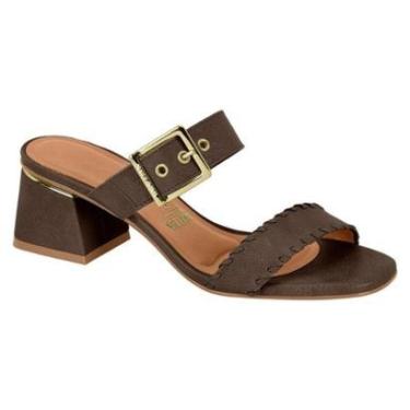 Imagem de Sandália Tamanco Feminina Salto Medio Com Fivela Vizzano 6428150 Cor:;Tamanho:33-Feminino