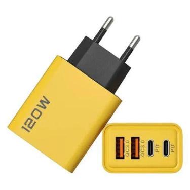 Imagem de Carregador 120W 4 Portas Usb 3.0 Tipo-C Cor Amarelo