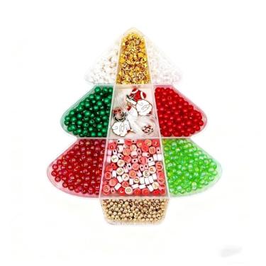 Imagem de Pulseira de Natal DIY Acessórios Pacote de Materiais, Conjunto de Cordão de Mão Acessórios Miçangas