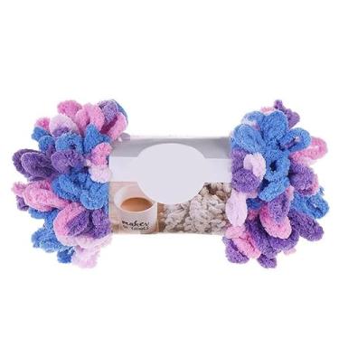 Imagem de Cerca de 95 g/novelo de fio de cobertor de dedo macio e fofo, fios grossos de crochê violeta, 40 x 5 mm para artesanato artesanal, sem necessidade de agulhas ou ganchos