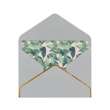 Imagem de SKKNT Folhas de palmeira verde Cartões de felicitações com impressão vermelha para todas as ocasiões, convites de festa de aniversário de casamento, 12,7 x 15,2 cm