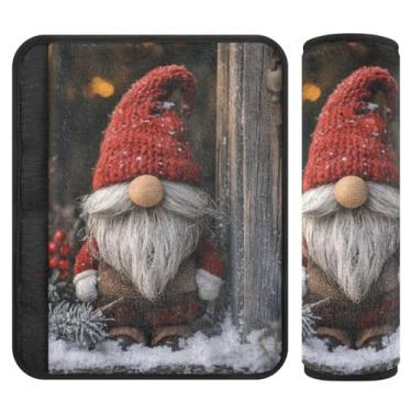 Imagem de Burbuja Capa de cinto de segurança de carro Christmas Gnome almofadas macias confortáveis protetor de cinto de segurança de carro para alça de ombro de assento de carro, 1 par médio