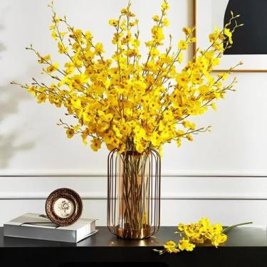 Imagem de 10 galhos flores orquideas chuva de ouro amarelas 95cm - La Caza Store
