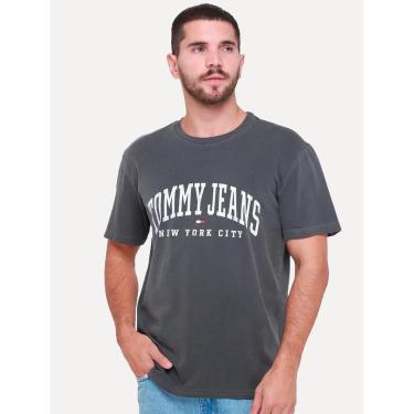 Imagem de Camiseta Tommy Jeans Masculina Regular Logo Varsity Washed Preto-Masculino