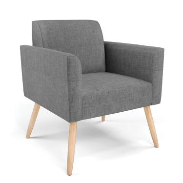 Imagem de Poltrona Pés Palito Natural Marisa Linho Grafite A26 D03 - D'rossi