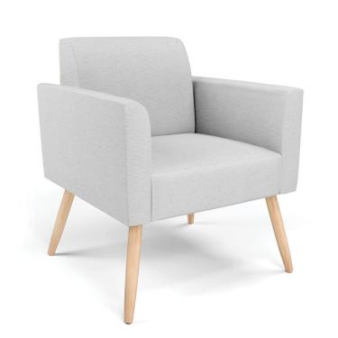 Imagem de Poltrona Pés Palito Natural Marisa Linho Cinza A05 D03 - D'rossi