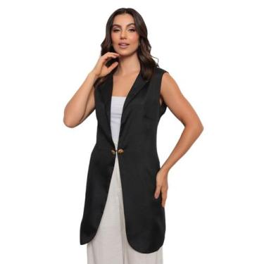 Imagem de Jaleco Colete Feminino Alexandra Preto - gardenia jalecos, M