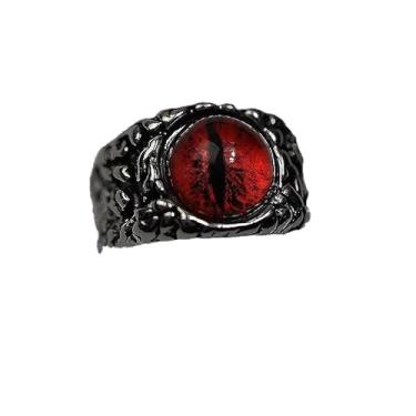 Imagem de Anéis punk vintage para homens e mulheres anéis góticos preto dragão garra olhos do inferno anéis ajustáveis abertos, Liga de aço, Zircão criado