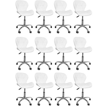 Imagem de Kit 12 Cadeiras Escritório Slim Vegas Base Giratória Estofada Branco -