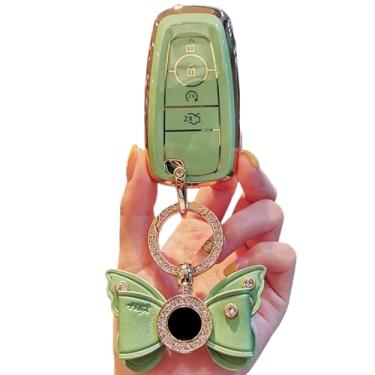 Imagem de Capa para chave remota de carro TPU Bolsa compatível com Ford Fusion / Mustang / Explorer / F150 / F250 / F350 / 2018 EcoSport / Edge / S-MAX / Ranger Key Fob Cover Case(B Green suit-2)