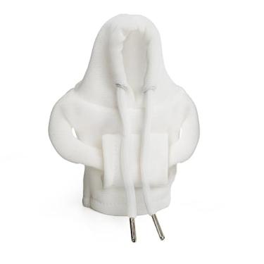Imagem de Capa de capuz universal com botão de mudança de carro bonito decoração de interiores automotivo mini acessório com capuz (branco)