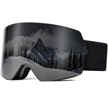 Imagem de AVV Óculos de esqui OTG anti-neblina proteção UV400 - capacete compatível para homens, mulheres, jovens, esqui, snowboard, cinza, cinza