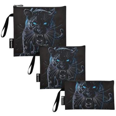 Imagem de Panther Leopard Black Sandwich Snack Bags reutilizáveis laváveis sacos de armazenamento de alimentos com zíper para crianças estudantes adultos (conjunto de 3: P/M/G)