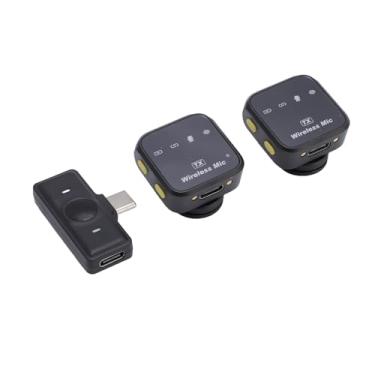 Imagem de Jopwkuin Microfone de Lapela Com Cancelamento de Ruído Sem Fio para Streaming Ao de karaokê, Plug and Play, Microfone Sem Fio 2.4G para Gravação de Vídeo, Pacote Com 2