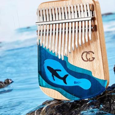 Imagem de Sanpyl Mini Kalimba Dedo Piano Acabamento Brilhante Polegar Piano Instrumento Musical Arrancado para Iniciantes (Baleia de 17 tons)