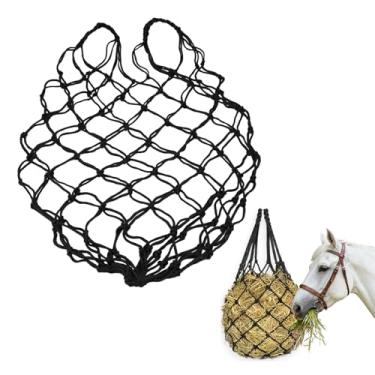 Imagem de Jinzhenhong 2 peças de rede de feno de alimentação lenta para cavalos, vacas, cabras, sacos de feno grandes para ovelhas e burros, alimentação de dia inteiro (preto)
