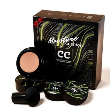 Imagem de OETUIOW Base De Maquiagem Facial Mushroom Head Air Cushion Com Bb Power Puff Para Pele Madura, Corretivo Hidratante Iluminador, Duradouro E Uniforme, Todos Os Tipos (Médio-Escuro)