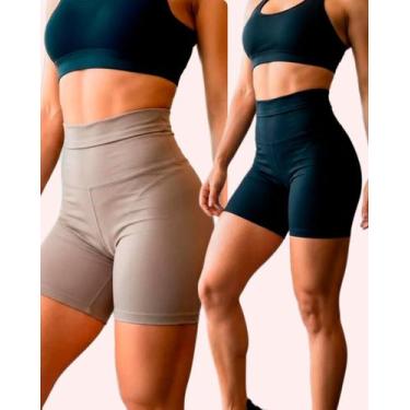 Imagem de Kit 02 Shorts Fitness Suplex Poliamida Cós Duplo Zanca Modas Tamanho:G