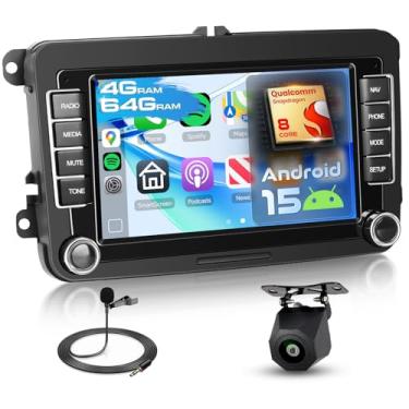 Imagem de Qualcomm [4G + 64G] estéreo para Volkswagen VW Jetta Passat Golf Beetle Polo Caddy Tiguan para SEAT para Skoda com CarPlay Android Auto, tela sensível ao toque de 7 polegadas 8 núcleos com GPS