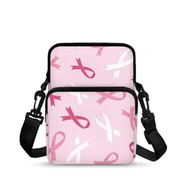 Imagem de CLOHOMIN Bolsa mensageiro pequena para mulheres e homens, bolsa para celular, carteira, bolsas pequenas da moda, pochete bolsa mensageiro, Fita rosa