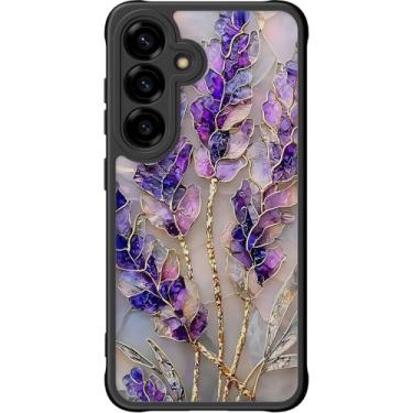 Imagem de DEENAKIN Capa fofa para Samsung Galaxy S25 Plus, capa rígida floral estética, compatível com Magsafe, capa protetora de telefone fina retrô moderna e exclusiva para mulheres e meninas, lavanda roxa