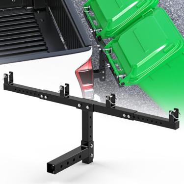 Imagem de Engate ajustável para lixeira dupla para receptor de 5 cm, engate de lata de lixo ajustável em altura para carro, caminhão, SUV, UTV, ATV, trator, trailer e carrinho de golfe - Transportador de lata