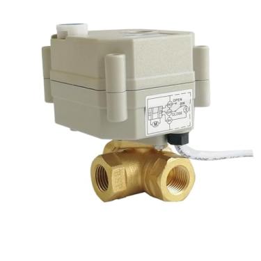 Imagem de Válvula de esfera elétrica de 3 vias L/T de latão 1/10.2 cm 3/8'' DN8 DN10 Válvula motorizada AC/DC9V-24V 3/7 fios para aquecimento de água e resfriamento 1 peça (fluxo de porta T de 3 vias A, BSP