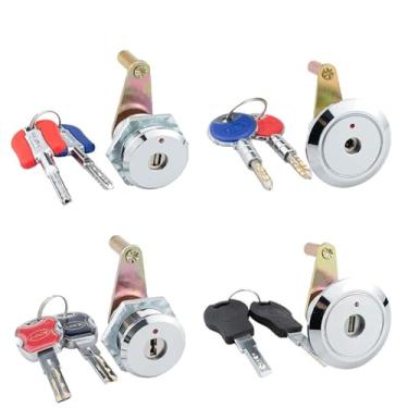 Imagem de Cilindro de bloqueio de segurança mecânica, 2 chaves e 5 teclas, trava de emergência com senha eletrônica, 1 conjunto (253 A, 2 chaves)