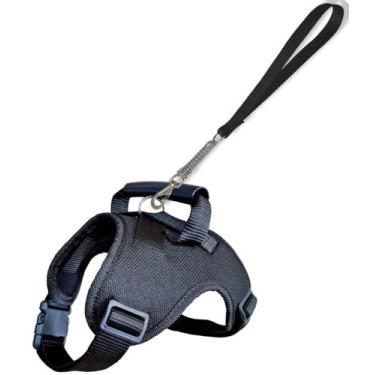 Imagem de Peitoral Stillo Preto confortável, resistente com guia para cachorros 